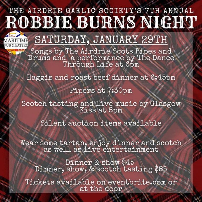 Robbie Burns Night and Scotch Tasting airdrielife Magazine